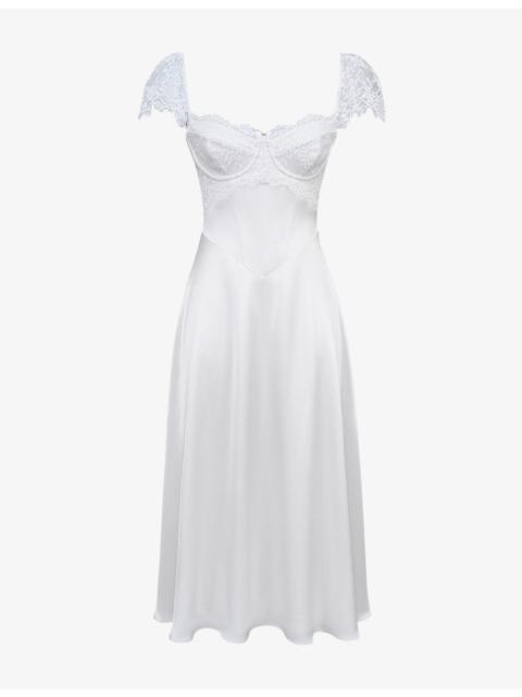 House of CB Selena Lace-Embroidered Satin Midi Dress