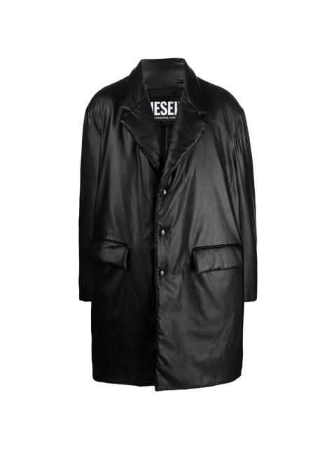 Diesel single-breasted faux-leather coat