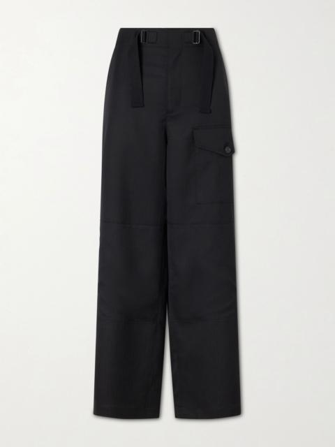 AURALEE Herringbone wool wide-leg cargo pants Black