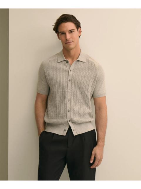 Brooks Brothers Cotton Cable-Knit Short-Sleeve Polo Sweater