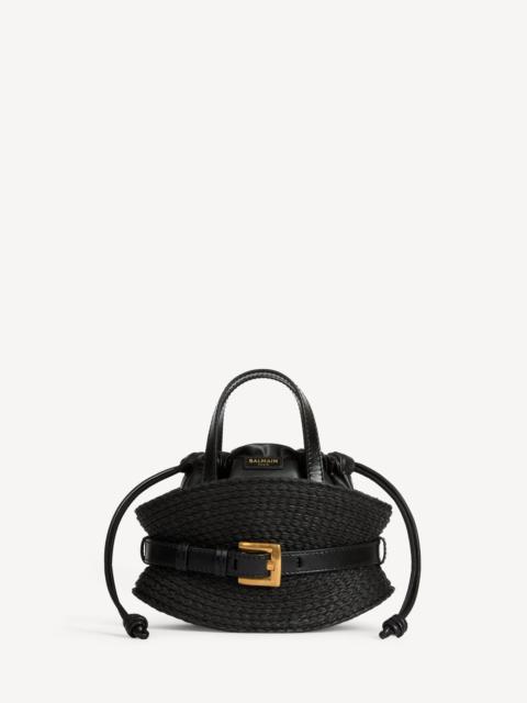Balmain Shuffle Mini bag in calfskin and raffia