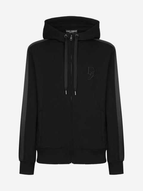 Cotton jersey hoodie with DG embroidery