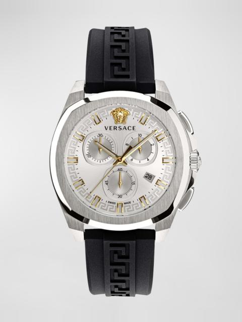 Men's Geo Chronograph Silicone Strap Watch, 43mm