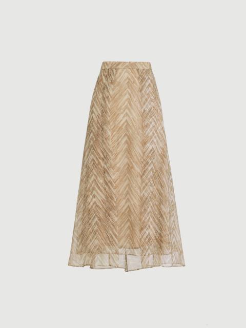 Brunello Cucinelli Silk chevron print organza paneled circle skirt