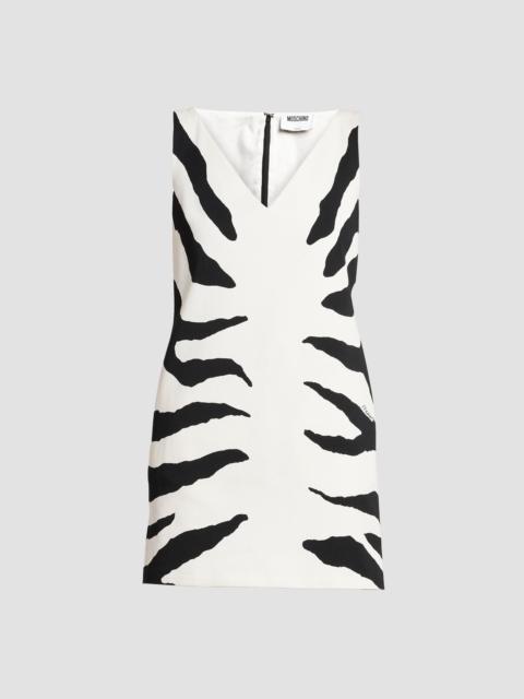 Moschino Women's Zebra-Print Cotton V-Neck Mini Dress - Multi White