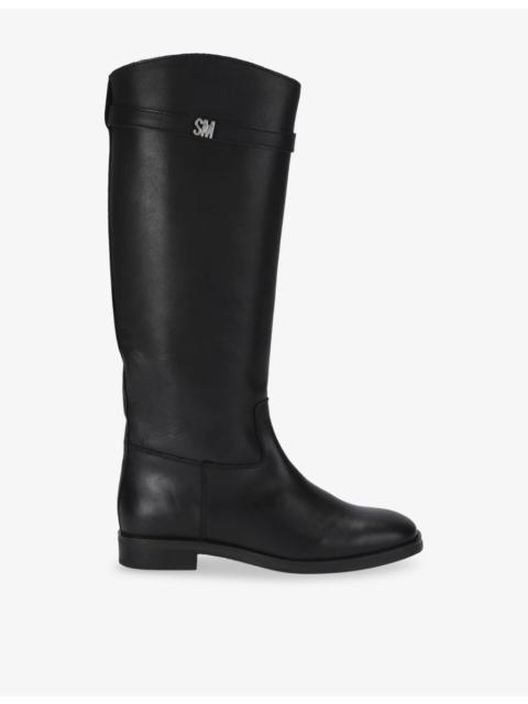STEVE MADDEN Novi High-Leg Flat Leather Boots