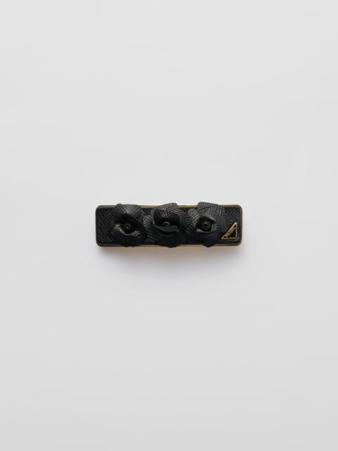 Prada Saffiano leather and metal hair clip