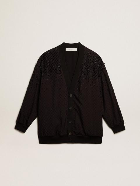 Women’s black cardigan with shaded embroidery