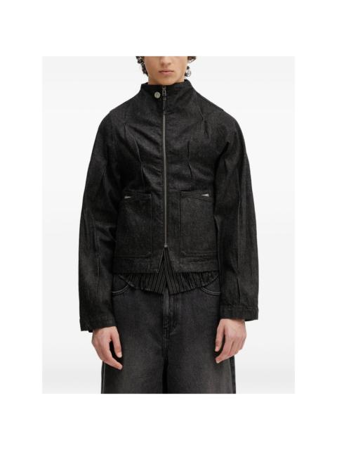 ADER error zip-fastening pleated denim jacket