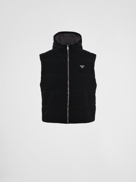 Hooded technical fabric down vest