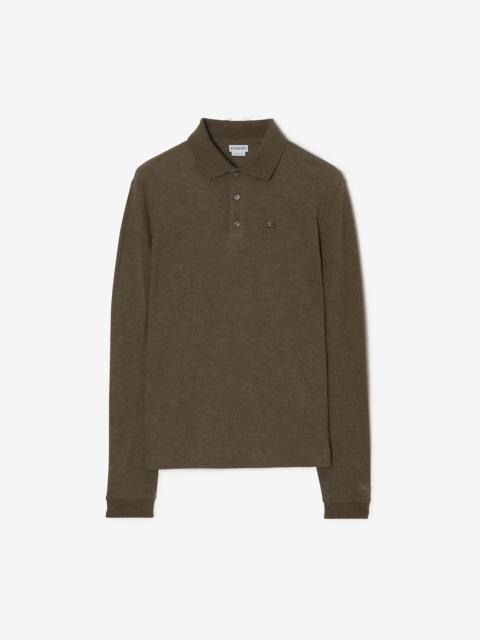 Burberry Long-sleeve Wool Cotton Polo Shirt