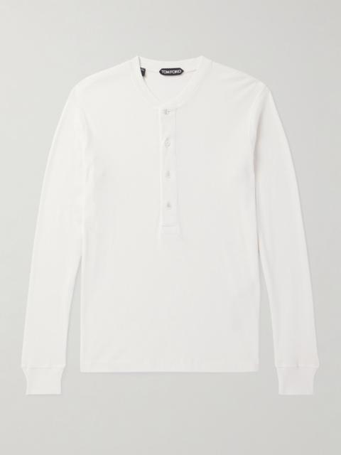 TOM FORD Slim-Fit Ribbed Cotton and Modal-Blend Jersey Henley T-Shirt White