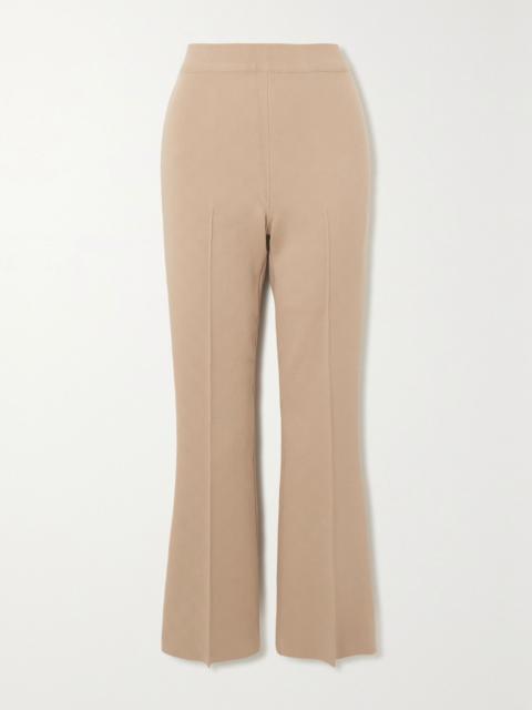 HIGH SPORT Kick cropped stretch-cotton flared pants Beige