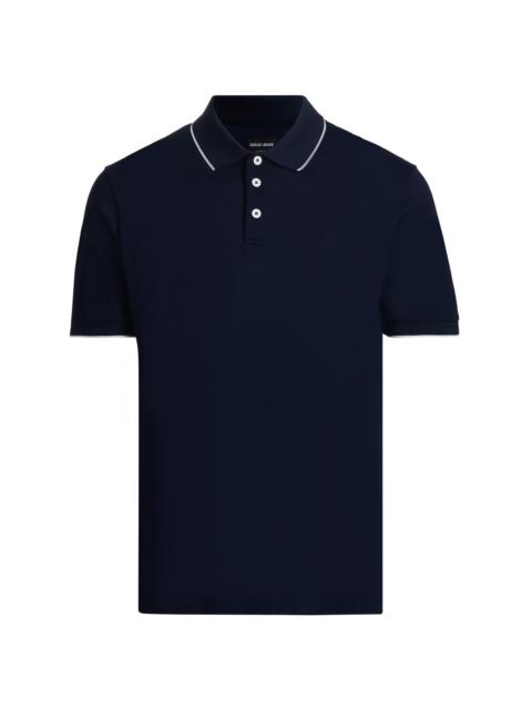 GIORGIO ARMANI Men's Cotton Jersey Polo Shirt - Blue
