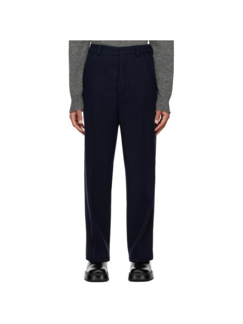 AMI Paris Navy Wide-Fit Trousers