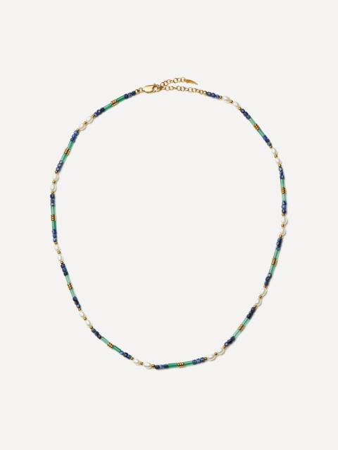 MISSOMA 18ct Gold-Plated Lagoon Blue Beaded Gemstone and Pearl Short Necklace