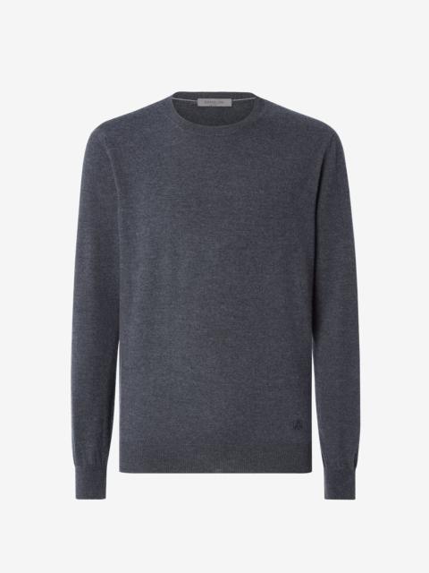 CORNELIANI Melange grey crew neck extra fine pure wool jumper