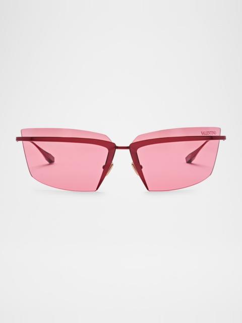 V-Lure Rimless Acetate & Titanium Cat-Eye Sunglasses