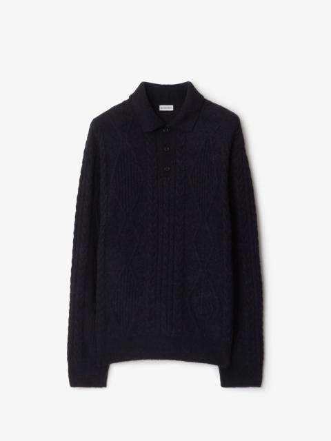 Burberry Aran Wool Blend Polo Shirt