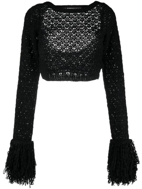 ROTATE open-back fringed crop top