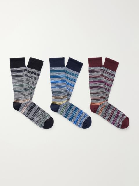 Missoni Three-Pack Space-Dyed Cotton-Blend Socks