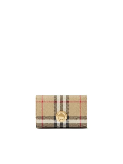 Vintage check-print folded wallet