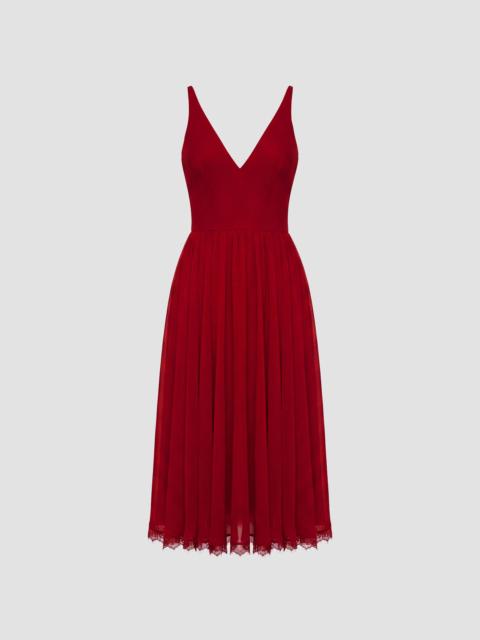 Dress The Population Women's Alicia Chiffon Fit & Flare Dress - Garnet