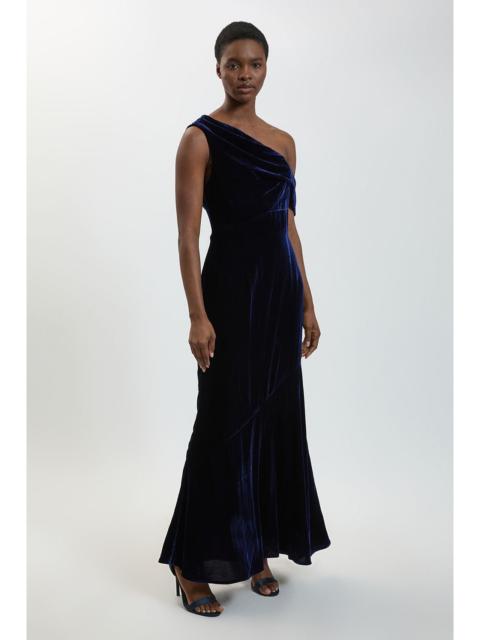 KAREN MILLEN Velvet Off The Shoulder Midi Dress