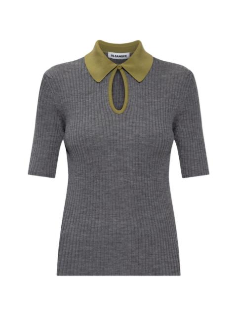 Jil Sander ribbed cut-out polo shirt