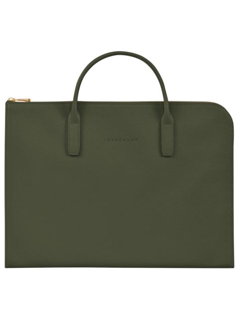 Longchamp Le Foulonné S Briefcase Khaki - Leather