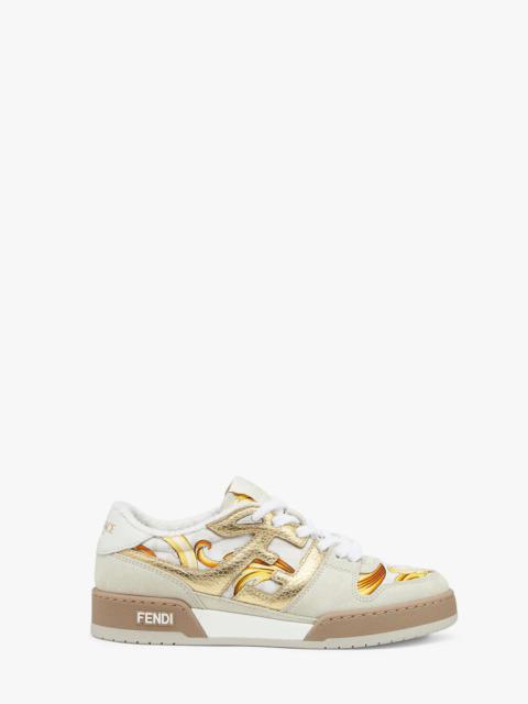 FENDI Fendace Printed white satin  low-tops