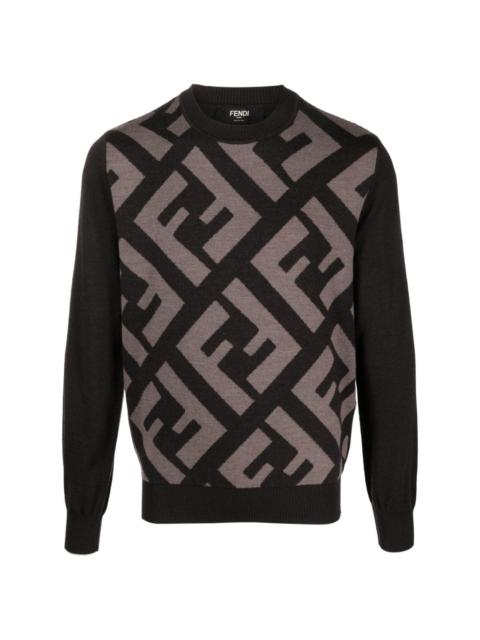 monogram-pattern wool jumper