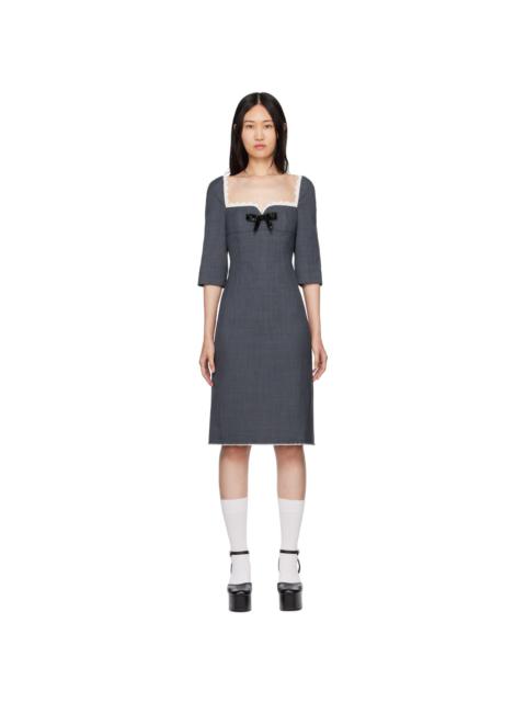 SHUSHU/TONG Gray Beaded Bow Midi Dress