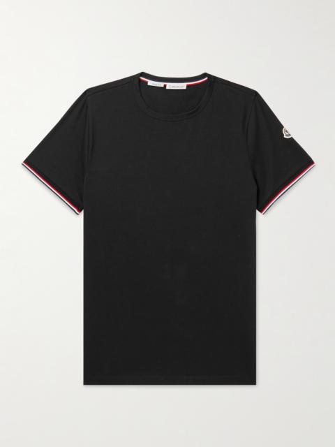 Moncler Slim-Fit Logo-Appliquéd Contrast-Tipped Cotton-Blend Jersey T-Shirt
