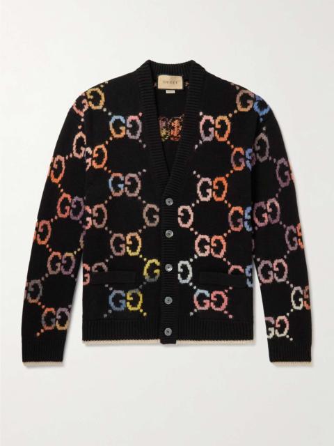 GUCCI Logo-Jacquard Wool-Blend Cardigan