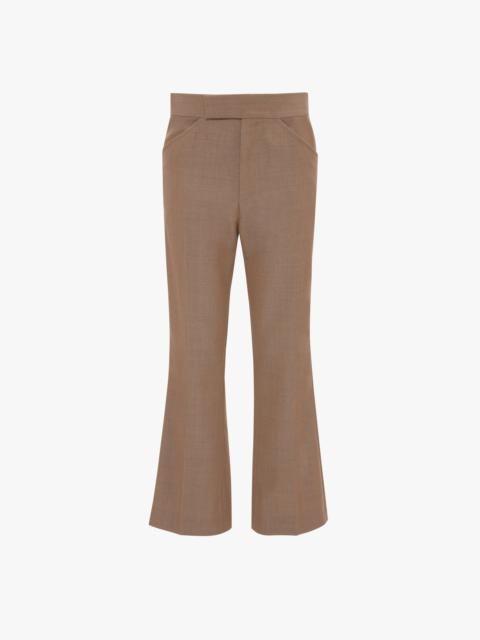 Victoria Beckham Wide Cropped Flare Trouser In Tobacco