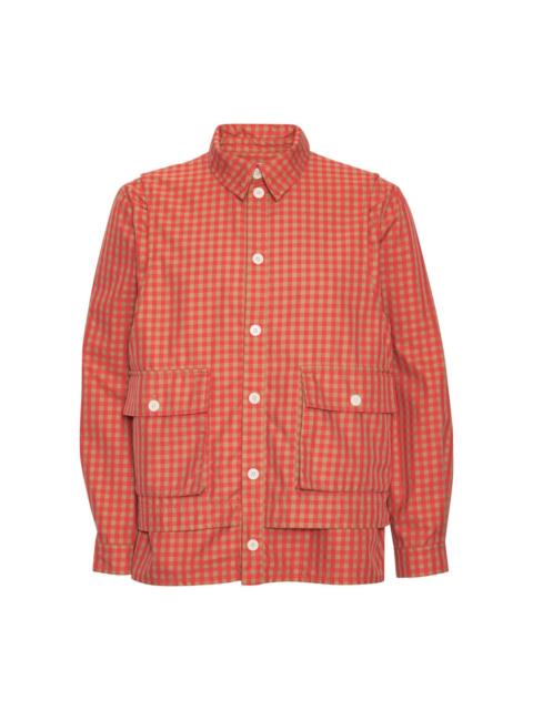 HENRIK VIBSKOV VEST SHIRT - RED BEIGE CHECKS