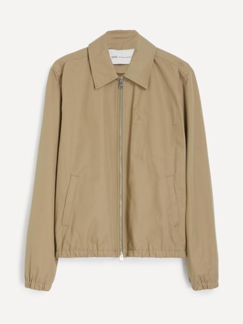 AMI Paris Beige Cotton Zip-Up Ami de Coeur Jacket