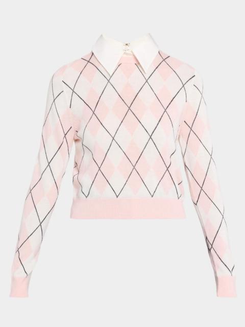 Alice + Olivia Carolann Argyle Knit Collared Sweater