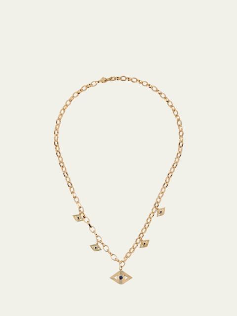 SYDNEY EVAN 14K Sapphire Fluted Evil Eye Charm Necklace