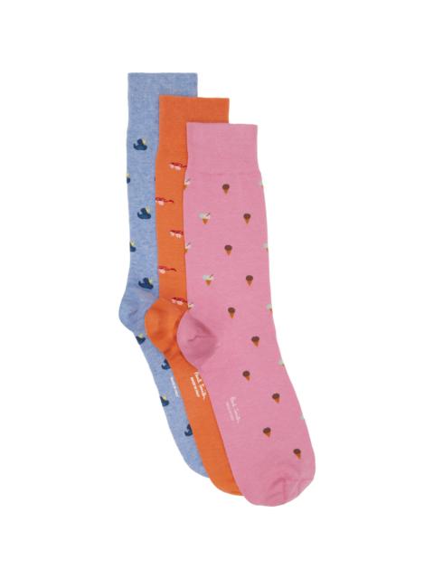 Paul Smith Three-Pack Multicolor Summer Novelty Socks