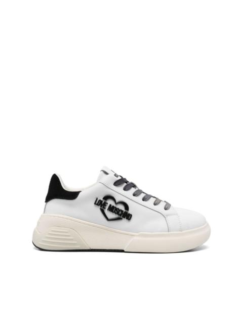 logo-plaque leather sneakers