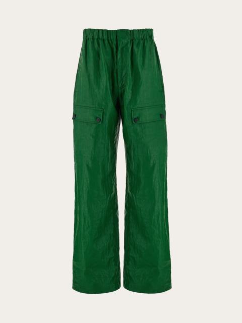 FERRAGAMO Drawstring linen trouser with applied pockets