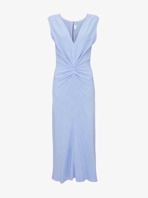 Victoria Beckham Exclusive Sleeveless Gathered Waist Midi Dress In Frost