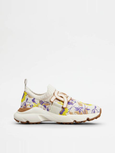 Tod's KATE SLIP-ON SNEAKERS IN FABRIC - YELLOW, BROWN, OFF WHITE