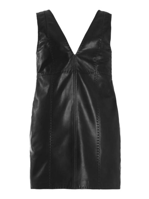 ULLA JOHNSON Marta Plunging Leather Mini Dress black