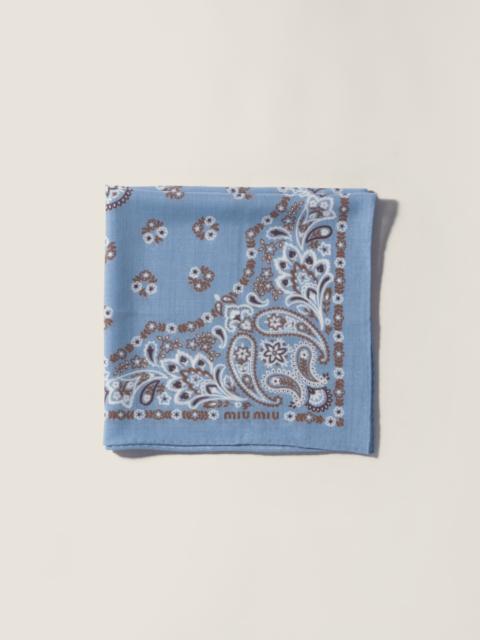 Miu Miu Printed wool and cashmere scarf