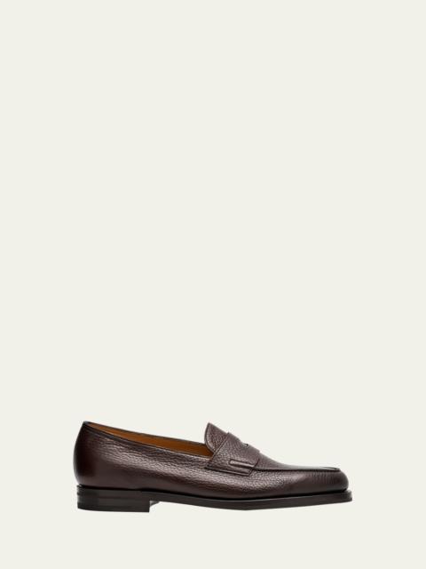 John Lobb Men's Lopez Grained Leather Penny Loafers