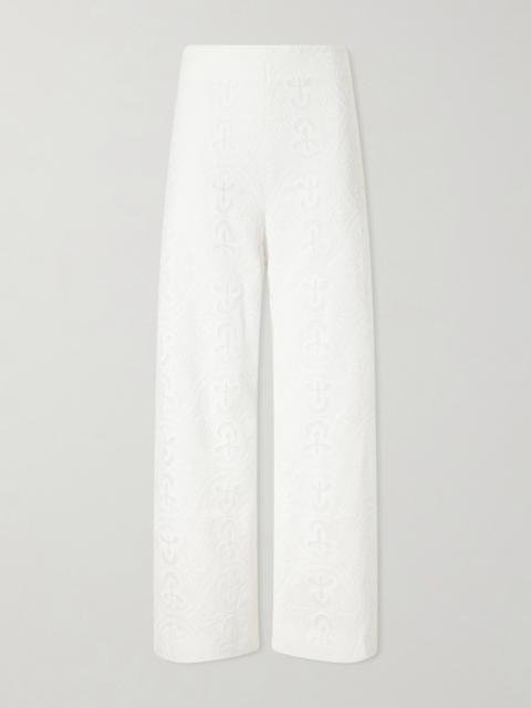 TOVE Nynette Floral-embroidered Cotton-blend Wide-leg Pants