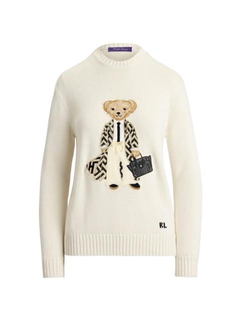 Ralph Lauren Women's Polo Bear Silk Crewneck Sweater - White